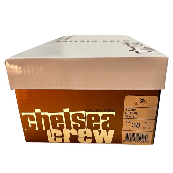 Chelsea Crew Sonia Cherry Red Retro Peep Toe Heel Sandals, Size 7.5 - New In Box - Picture 12 of 12